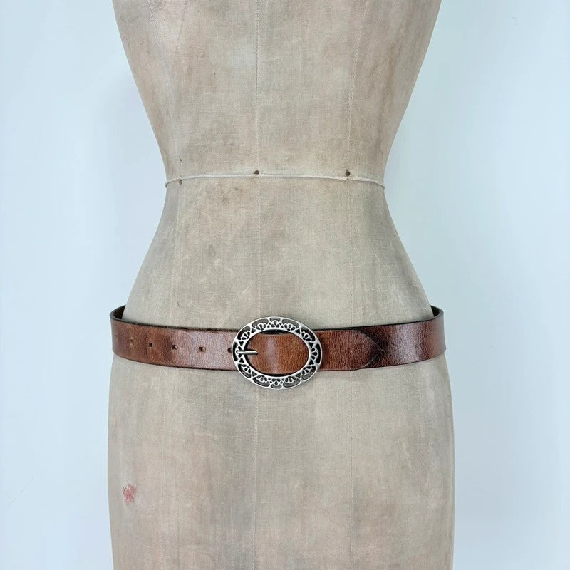 Tan leather western boho belt