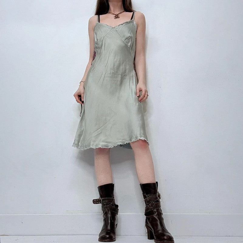 silk floaty slip appliqué dress