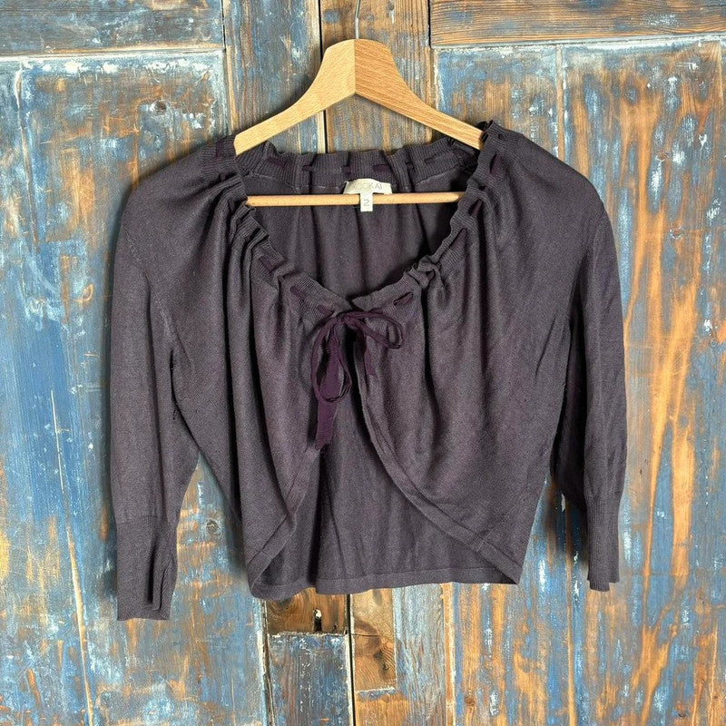 ribbon cinched bow cardigan