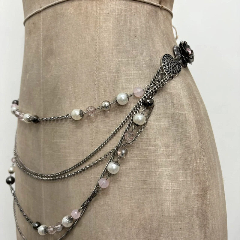 silver metal layered necklace