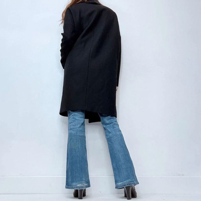 black wool allsaints slouchy peacoat