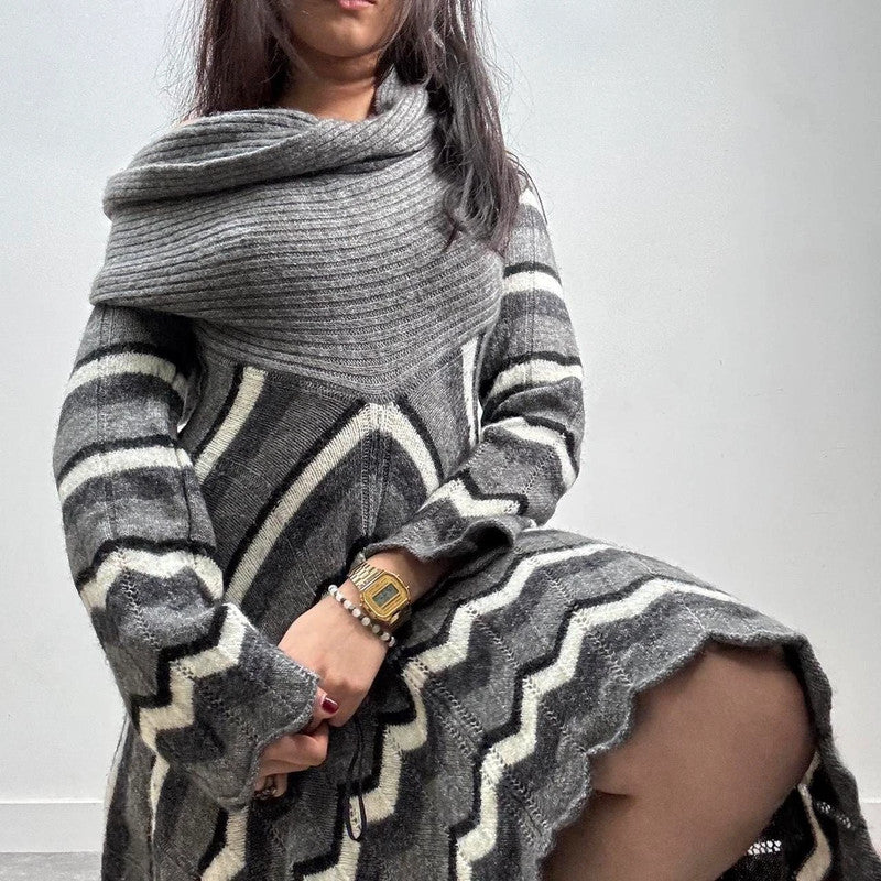 knitted slouchy wool dress