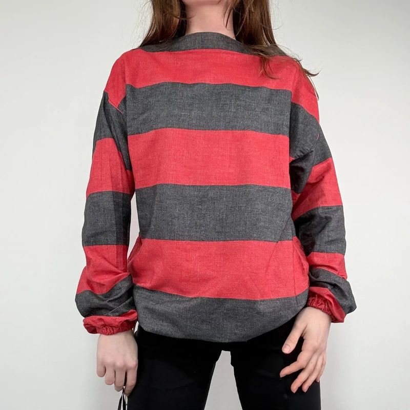 oversized striped cotton chore shirt
