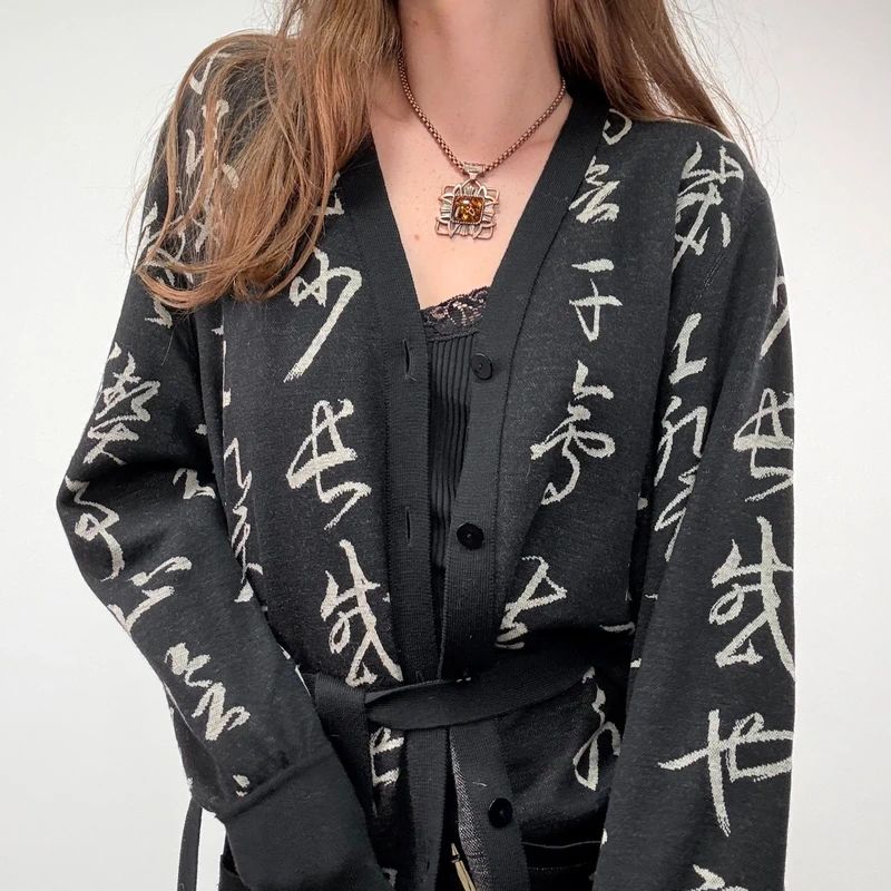 Hanae Mori Longline Wool Cardigan