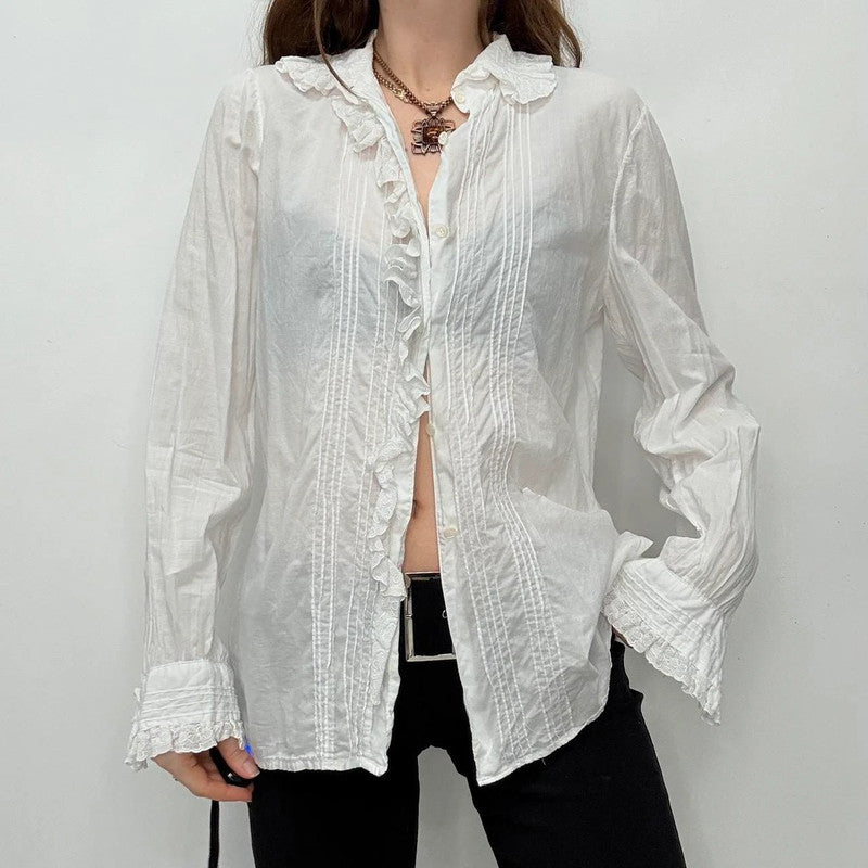 antique white cotton lace shirt