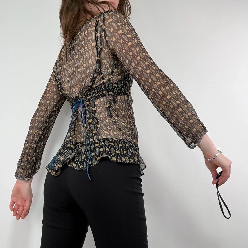 sheer polkadot silk blouse