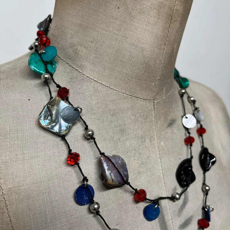 Chunky boho Pearl layered necklace