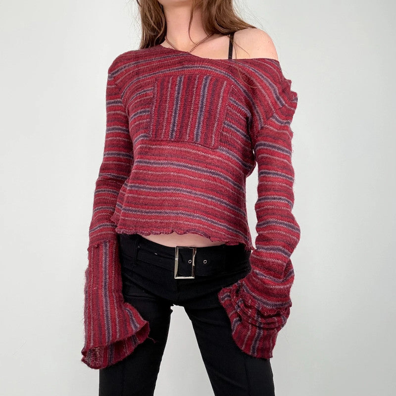 sheer mohair knit slouchy striped jumper