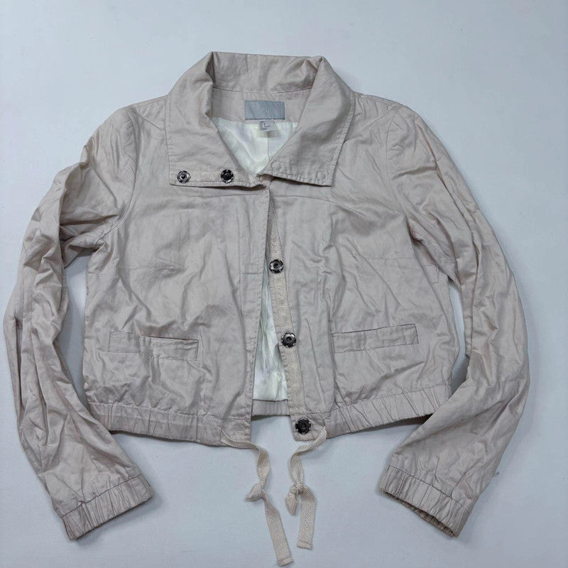 cropped tan high neck jacket