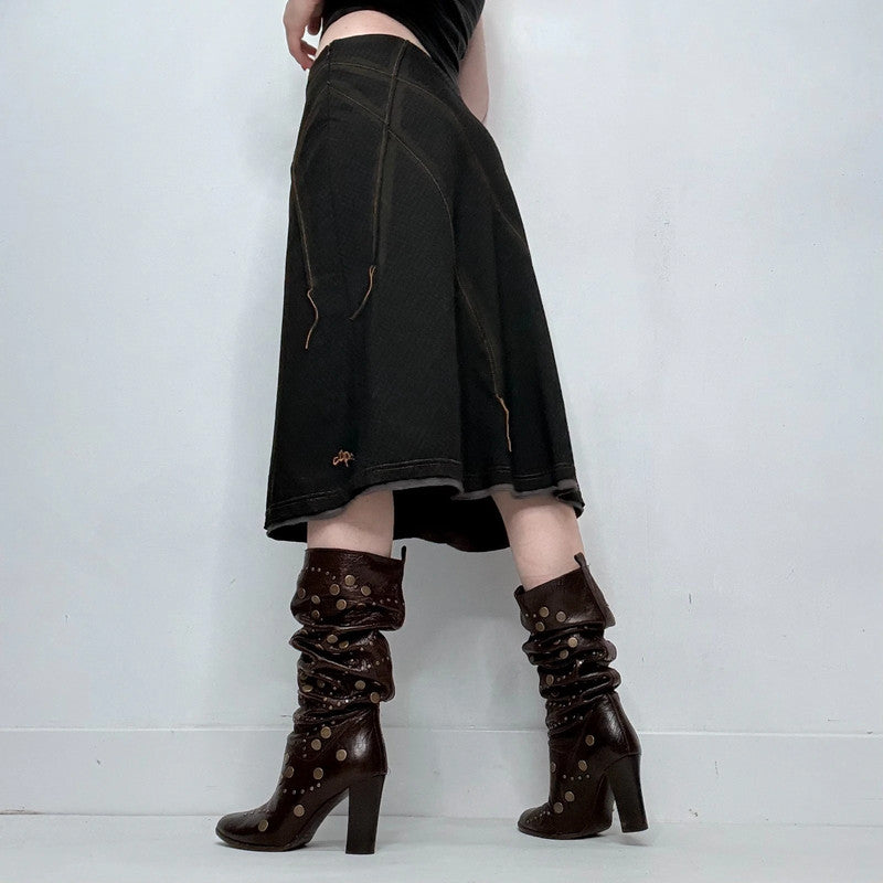 black Cop Copine flared midi skirt