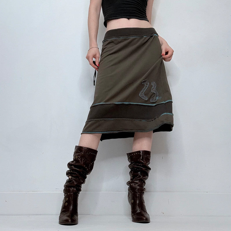 khaki cotton Cop Copine low rise skirt