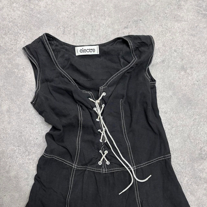black grunge corset maxi dress