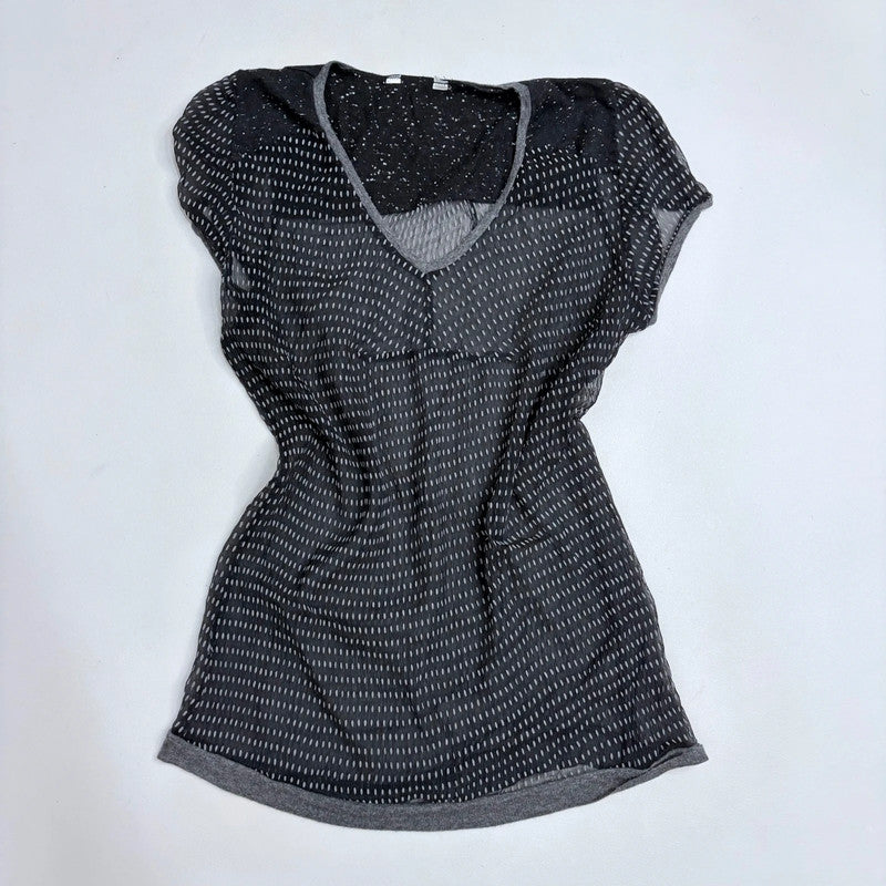 black sheer crinkle slouchy shirt