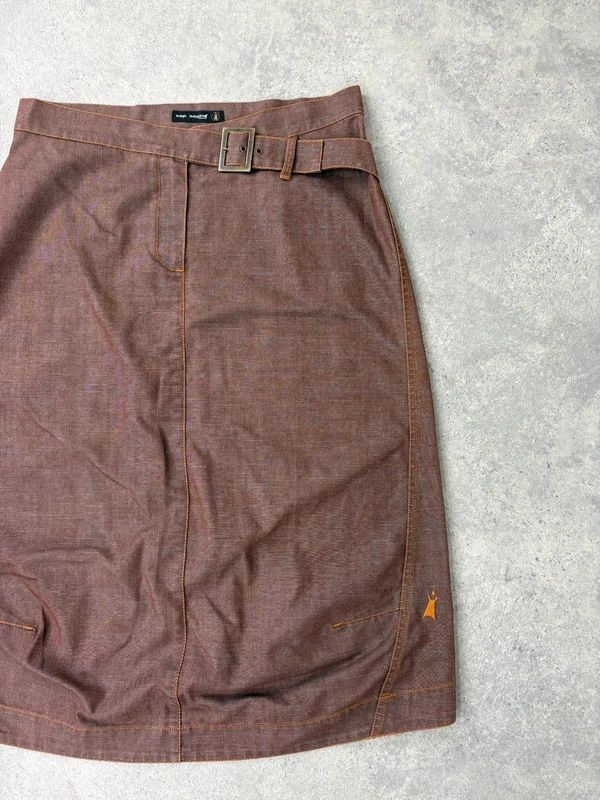 Cop Copine structured brown midi skirt