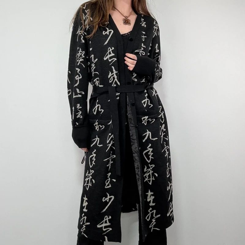 Hanae Mori Longline Wool Cardigan