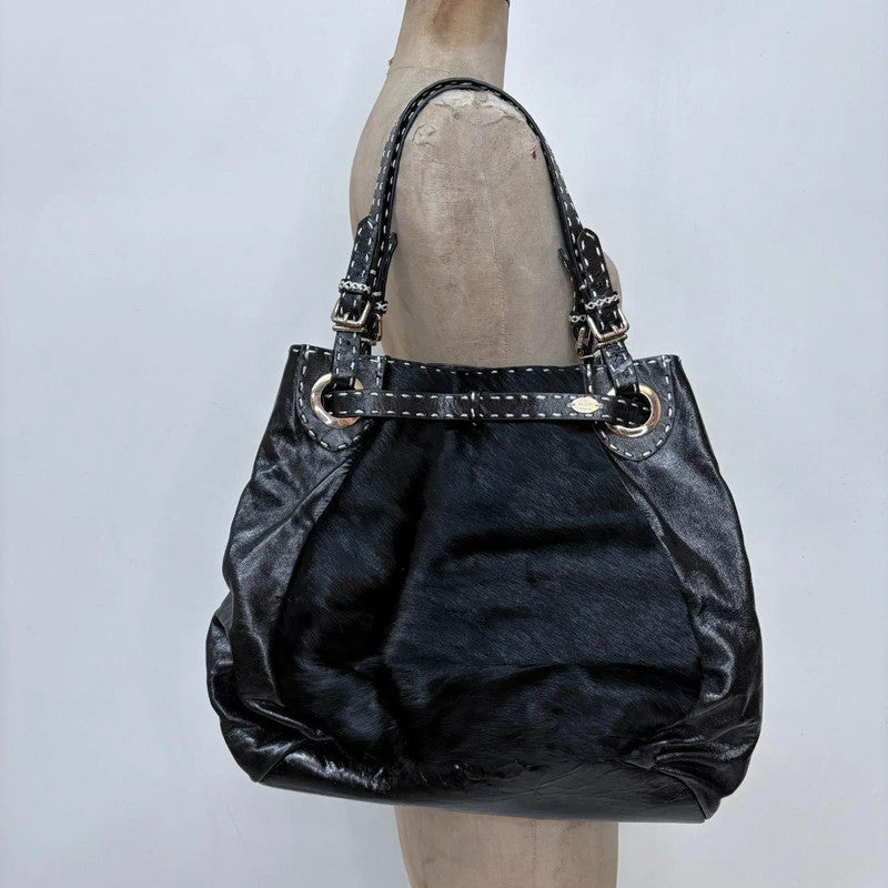 black ponyhair Fendi eyelet bag