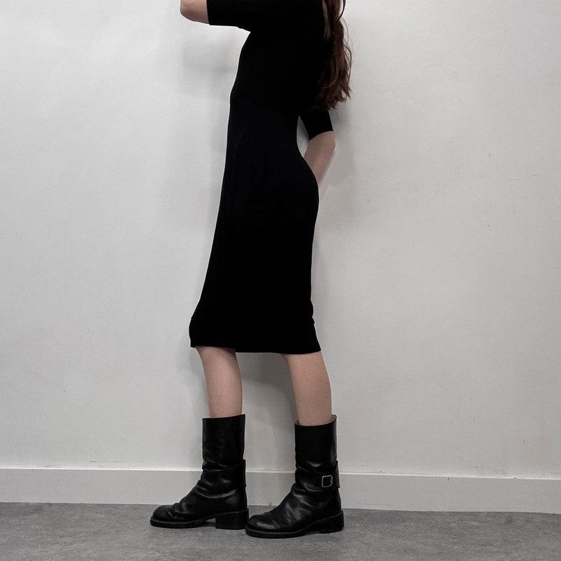 gathered puffy Cop Copine black midi dress