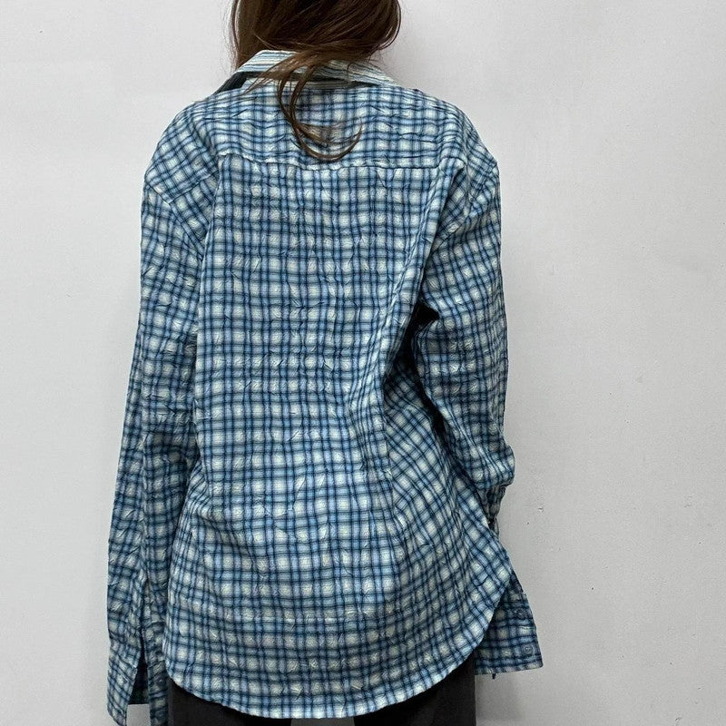 pinstripe crinkle oversized shirt
