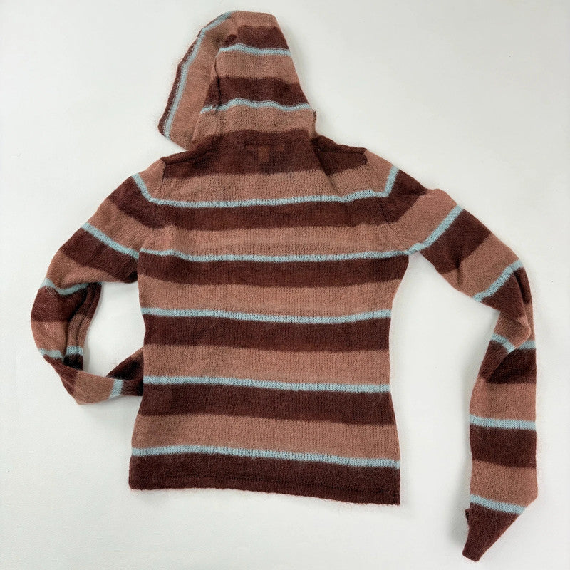 sheer striped brown mohair jumper
