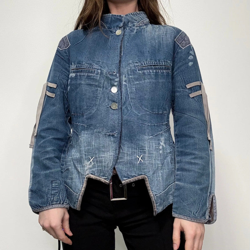 Marithé + François Girbaud distressed denim engineered jacket