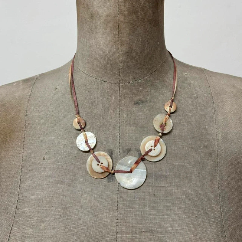 Pearl button charm necklace