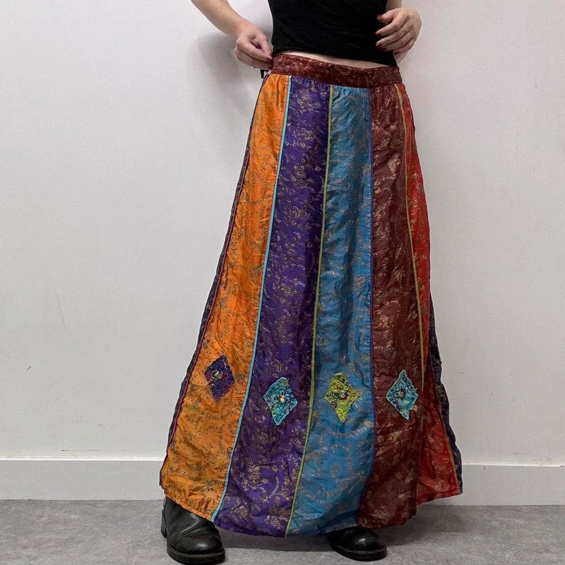 silk paisley hippie maxi skirt