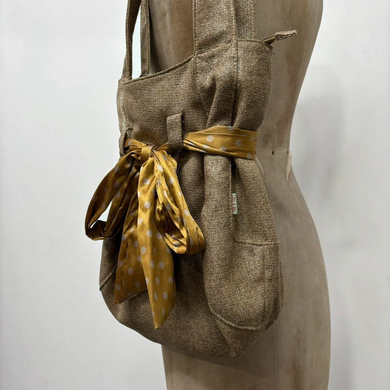brown bow shoulder bag
