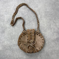 Boho suede circle woven crossbody bag