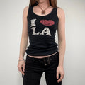 Graphic print I love LA black ribbed vest top