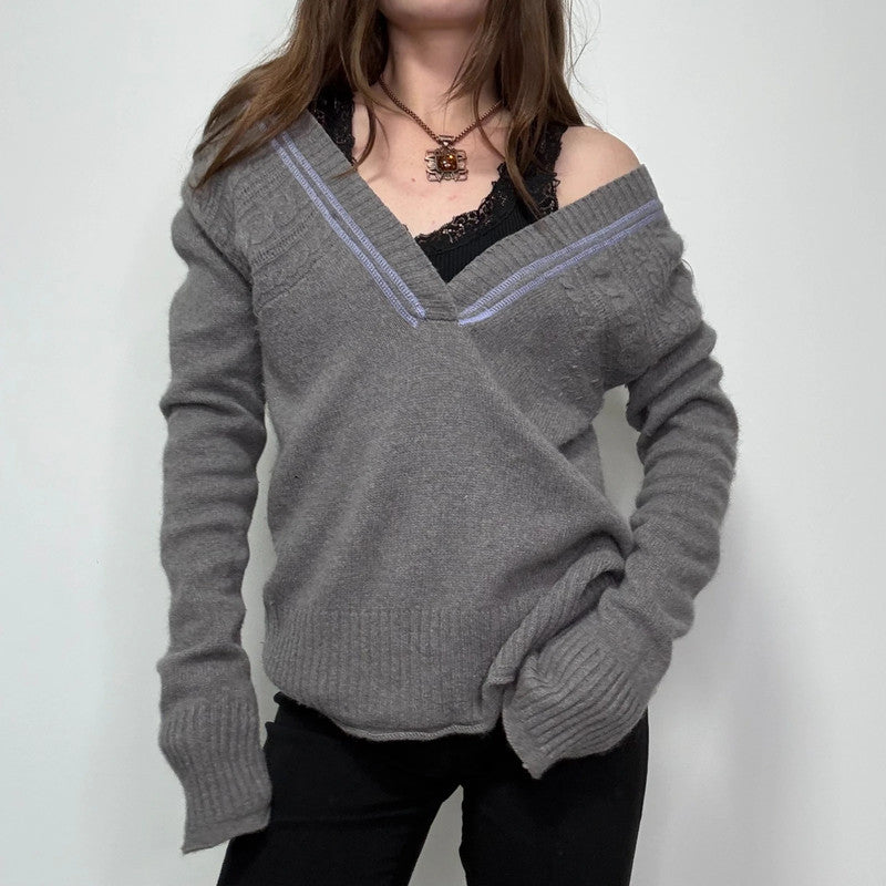 grey cashmere slouchy jumper
