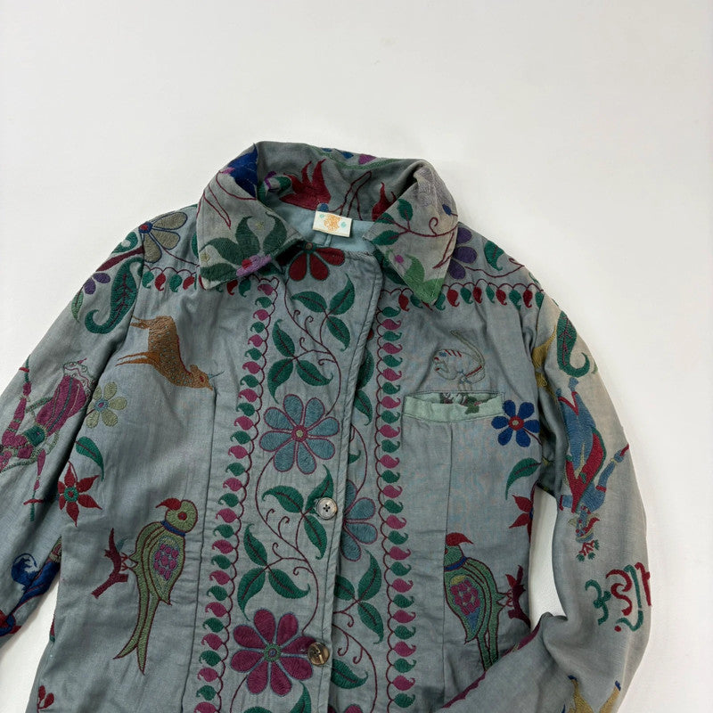 Khaki embroidered boho hippie jacket