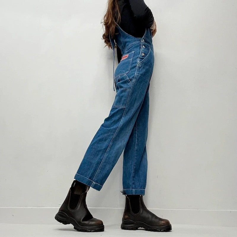 denim wide leg dugarees