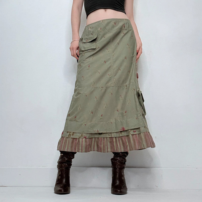 khaki Cop Copine floral maxi skirt