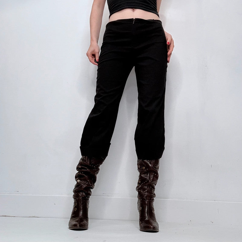 Cop Copine Black low rise lace up pleated trousers