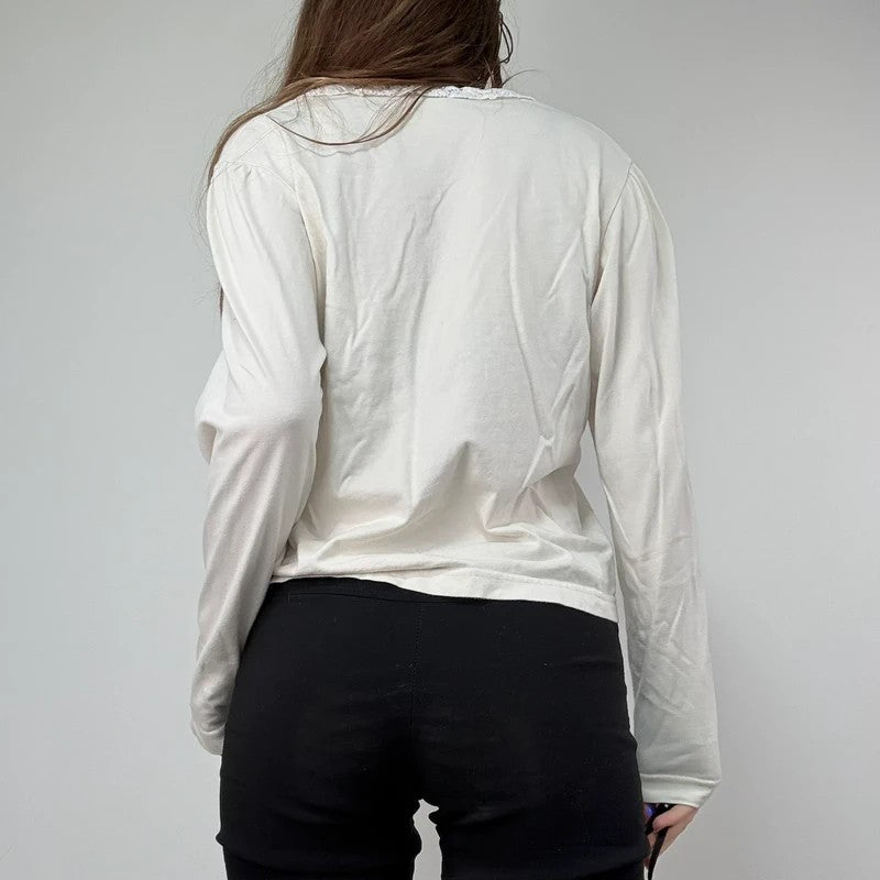 White cotton lace crochet Laura Ashley shirt