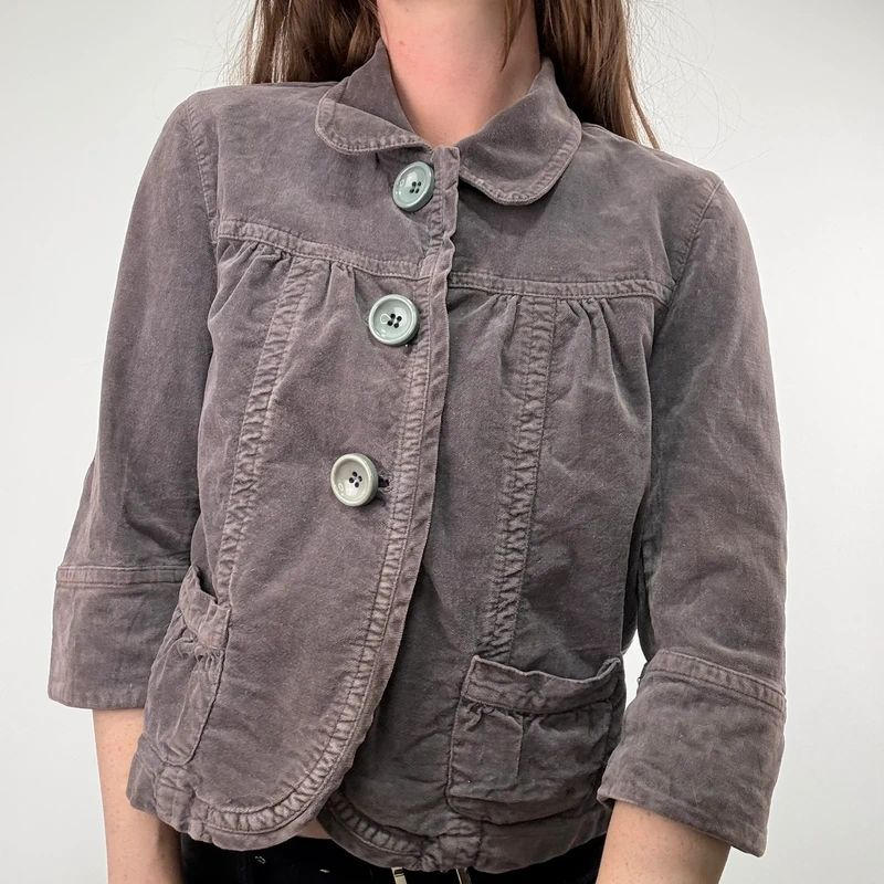 cropped button flared mini jacket