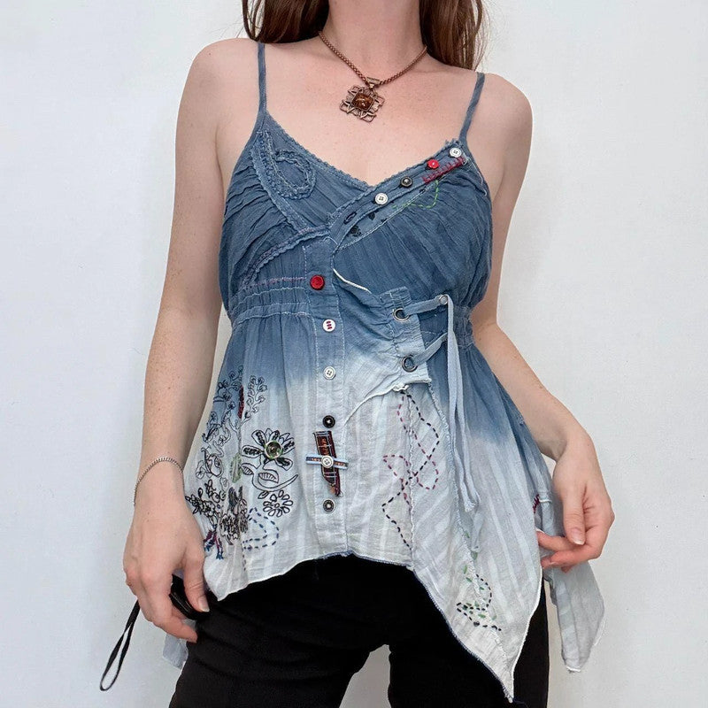 embroidered patchwork fairy vest