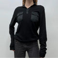 Black cashmere cargo slouchy jumper