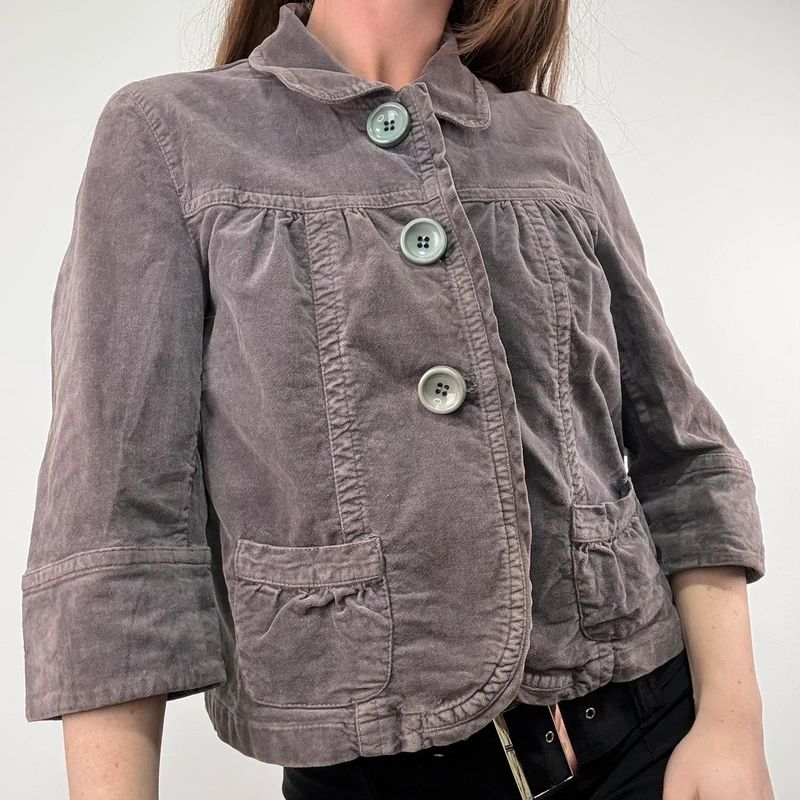 cropped button flared mini jacket