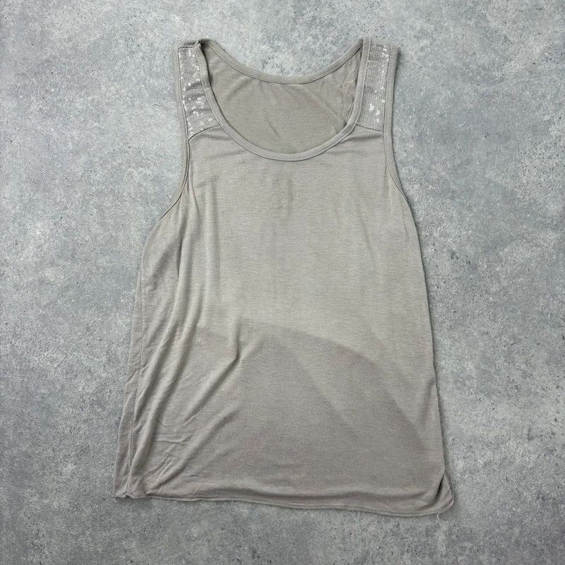 beige slouchy square neck vest top