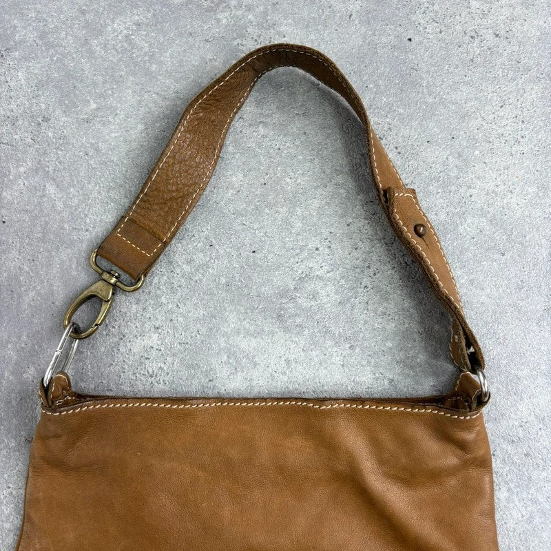 Soft light brown leather cargo boho bag