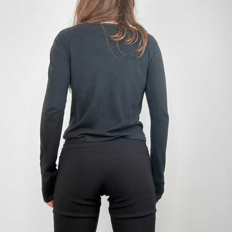 black cropped button cardigan