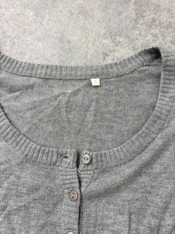 slouchy grey knit long sleeve mini dress