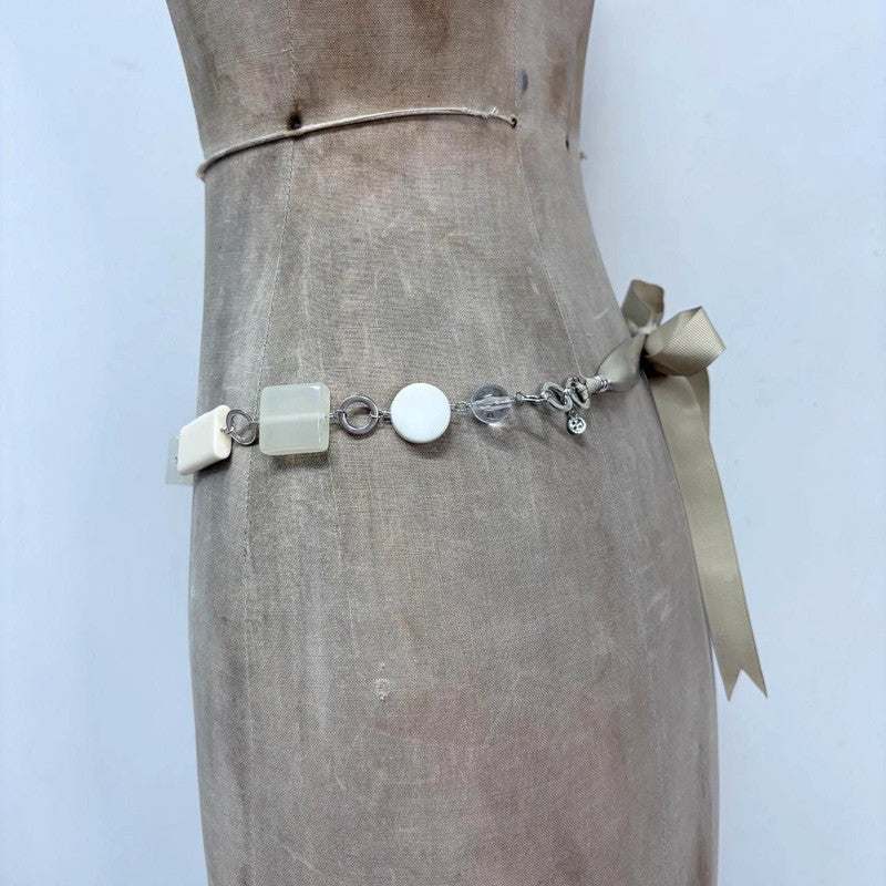 chunky white link waist chain