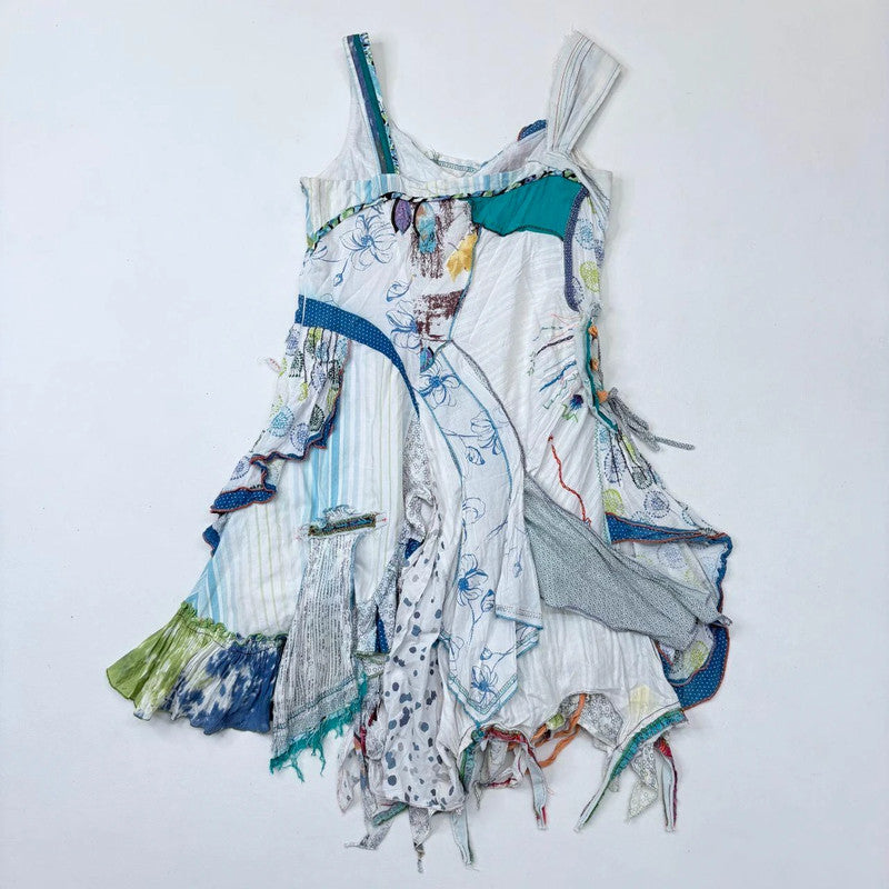 patchwork grunge fairy white dress