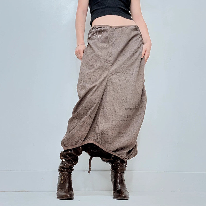 brown cop copine gathered stuctured maxi skirt