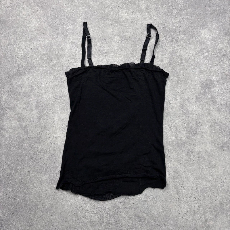 black lace crinkle back vest top