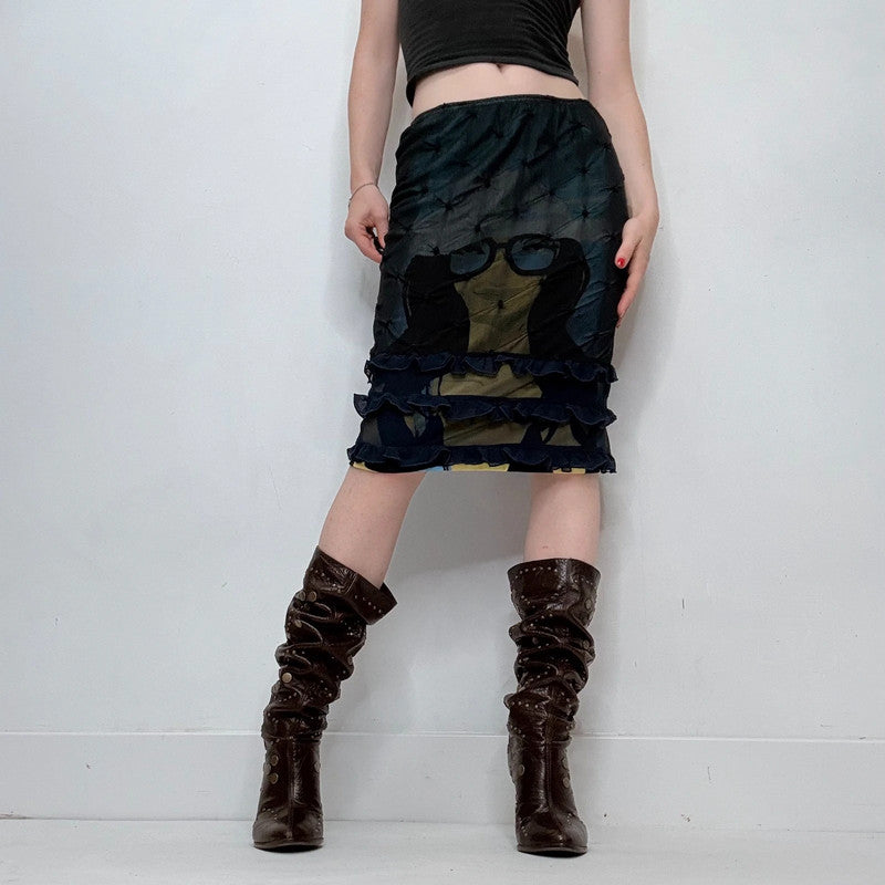custo Barcelona graphic overlay midi skirt