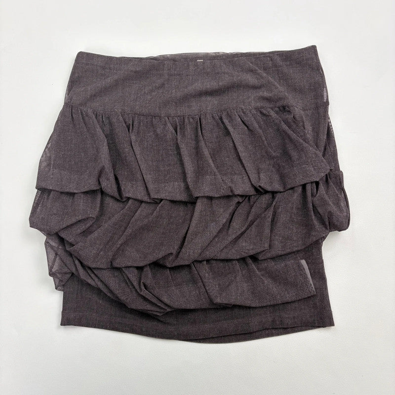 Brown gathered draped puff Cop Copine skirt