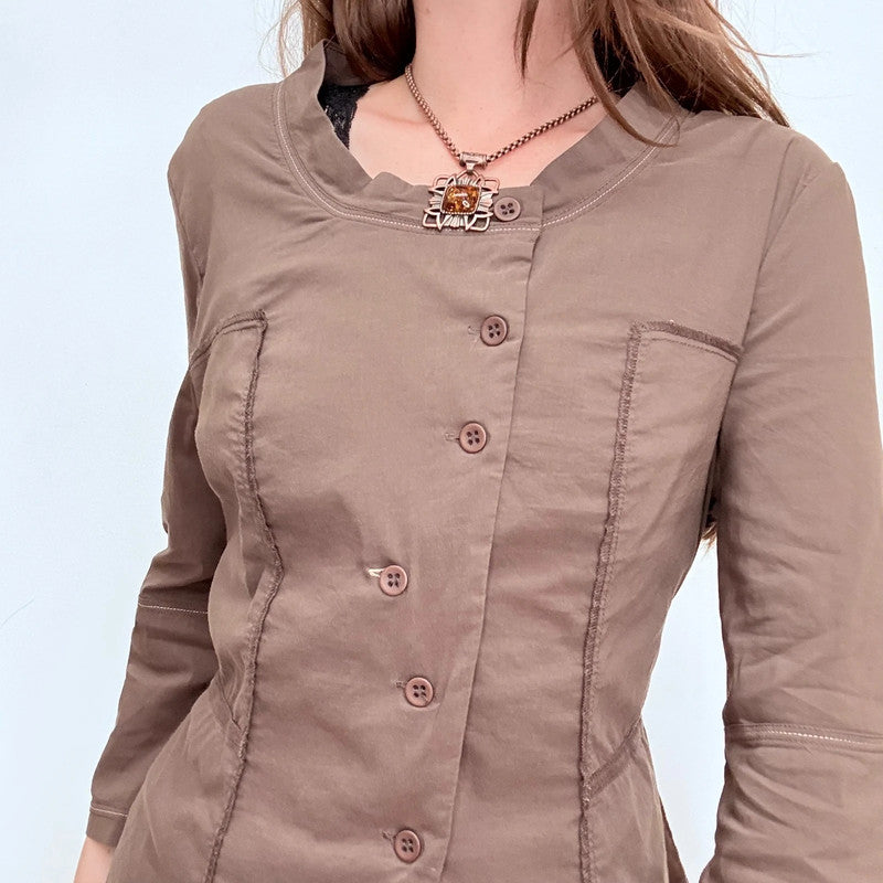 asymmetric brown fitted jacket